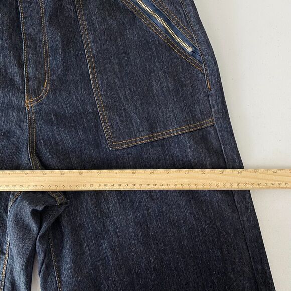 Ashley Stuart Wide Leg Denim Jeans Womens Plus Size 16 Blue High Rise Zip Pocket - Picture 5 of 11